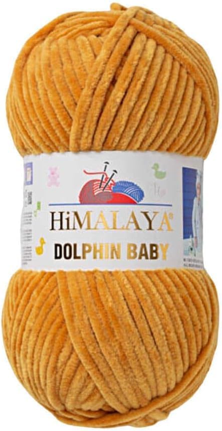 Himalaya Dolphin Baby Yarn Each Skein 100gr 120m Super Bulky Yarn for Knitting&Crocheting Ideal for Cardigans Shawls Blankets Hats and Home Textiles (1, 80330 SAFRANE) — image 1