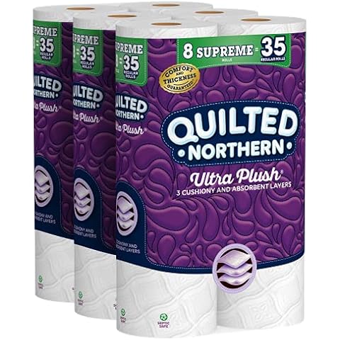 Quilted Northern Ultra Plush Toilet Paper, 24 Supreme Rolls = 105 Regular Rolls, 3-ply Bath Tissue Cover
