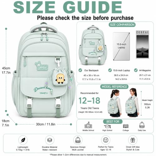 Image of Korean Style Unisex School & College Backpack Bag | 18 Inch Large Capacity Bag For Girls & Boys Age of 12-16 Years | Best For Middle & High School, College, Tution, Travel, Camping