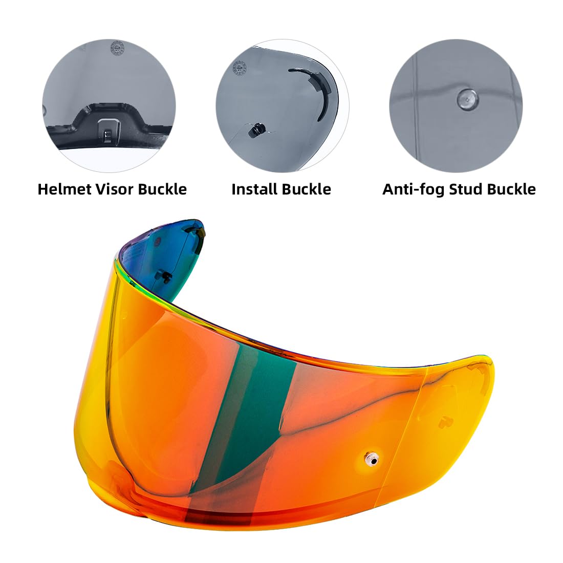 VCOROS Visera para Casco Integral,Visera Casco para FF397 FF801,Visera de Lente para Casco Protección Contra Viento,Accesorios para Cascos de Moto (Cromo Rojo)