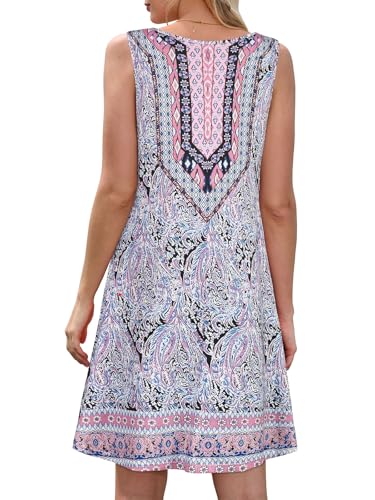 Image of Summer Dresses for Women Beach Boho Sleeveless Vintage Floral Flowy Pocket Tshirt Tank Sundresses 2026