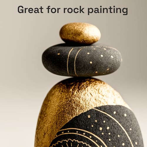 Image of ARTISTRO 5 Gold Paint Pen for Rock, Glass, Ceramic, Wood, Tire, Fabric, Metal, Canvas, Marking, Painting - Set of 5 Acrylic Paint Markers Water-based - Brush Tip with Automatic Ink Control System