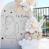 Pregnancy Baby Wall Decal Oh Baby Sign Decals for Backdrop Pregnant Woman Art Line Decal Baby Shower Party Decorations Gender Reveal Arch Balloon Decor Boy Or Girl Stickers Mom Theme Party Decor