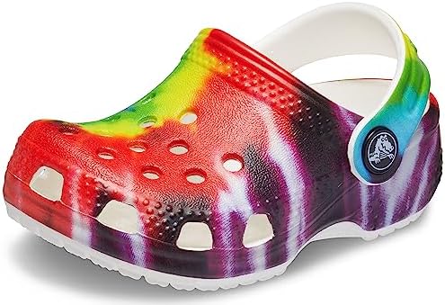 Crocs Classic Tie Dye Clogs (Toddler), Rainbow Tie Dye, 7 Toddler