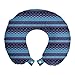 ABAKUHAUS azteco Cuscino da Viaggio, Zigzag diamante forme Strips, Accessorio in Schiuma di Memoria per Viaggio, 30 cm x 30 cm, Blue Sky quarzo