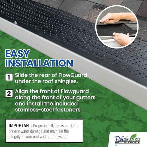 Image of FlowGuard Heavy-Duty 5 inch /6 inch USA Slip-Under Gutter Guards, Black, 5,100 Ft