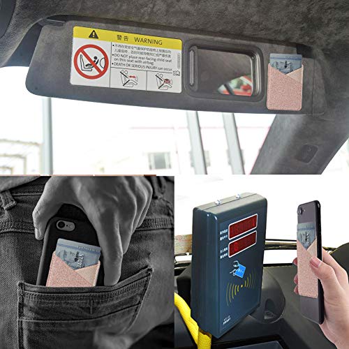 TOPWOOZU Card Holder for Back of Phone Adhesive RFID Ring Stand Cell Phone Wallet Case Stick On Credit Pocket for iPhone/Android/All Smartphones