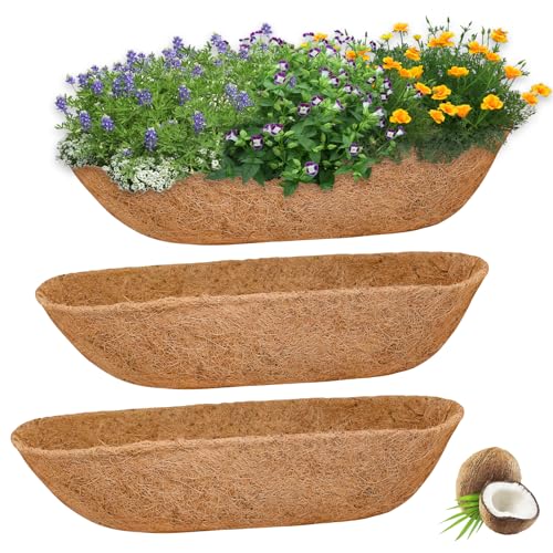 Halatool 30 Coco Liners for Planters 3Pcs Coconut Liners for Window Boxes