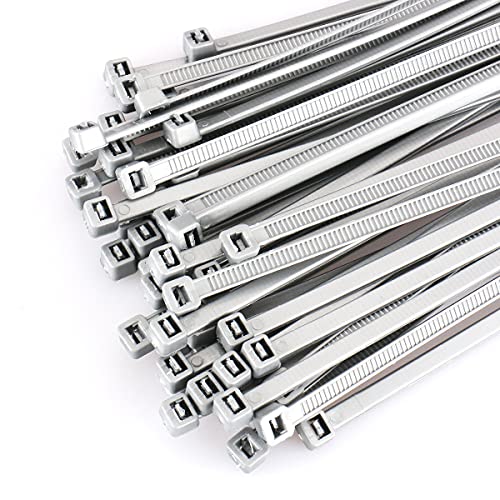 Baomain Plastic Nylon Zip Cable Ties Self Locking 8 inch Gray 4.5mm 5x200 Pack of 100