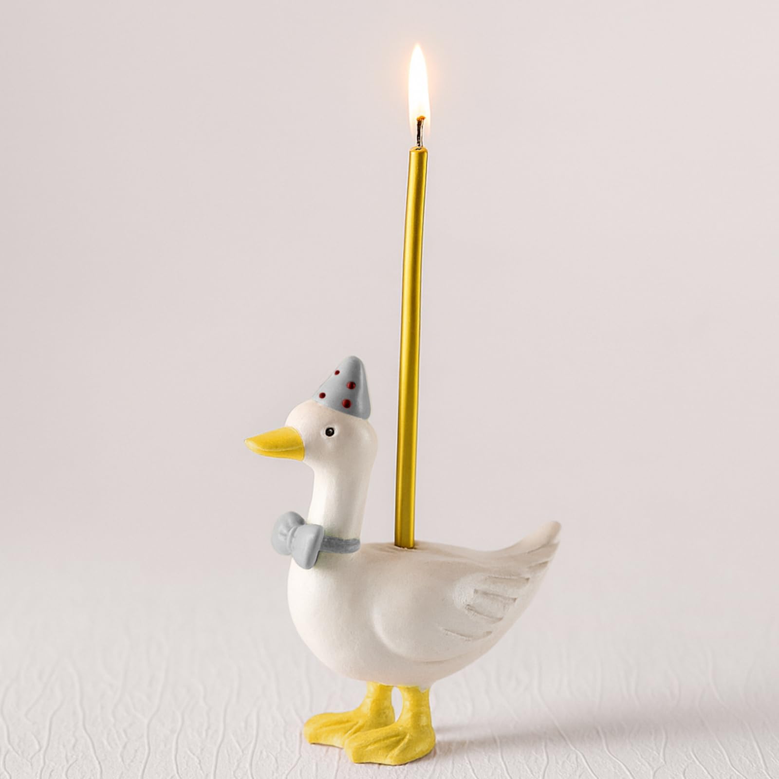 Mumufy Silly Goose Cake Candle Holders with Birthday Candle One Birthday Party Supplies Mini Cute Cake Topper Stand Candlestick for Kids Baby Shower Party Celebration, 3.15 Inch(Goose,Grey)