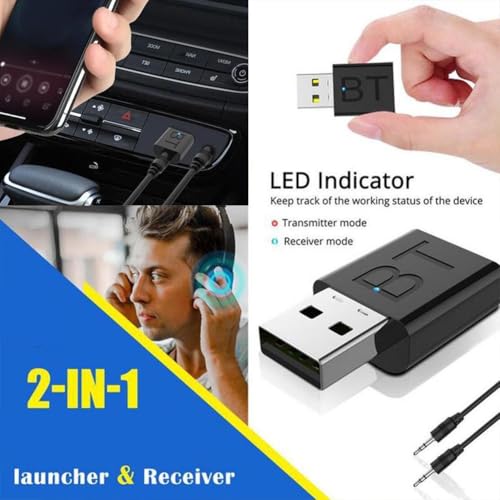 Receptor USB Bluetooth transmisor para coche, adaptador de audio Bluetooth 5.0, convertidor Bluetooth y reproductor 2 en 1 - imagen 4