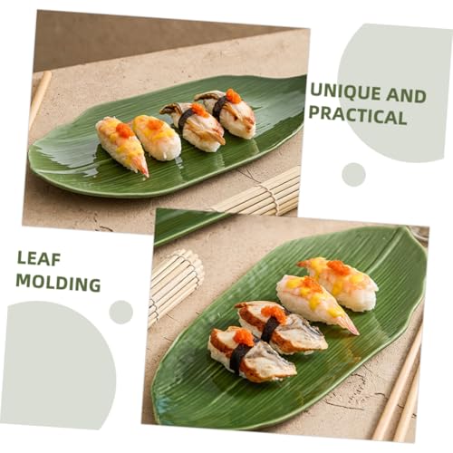 Plato cerámico para sushi hoja estilo japonés miniatura 7