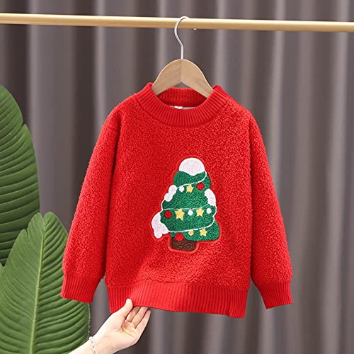 Toddler Furry Xmas Deer Knitwear Top Kids Cute Funny Christmas Reindeer Knit Pullover New Years Red Sweater3