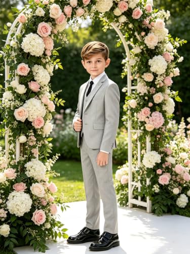 Image of Suit for Boy Formal Slim Fit Tuxedo 5 Pieces Kids Toddler Wedding Outfit Blazer Pants Vest Set Boys Suits