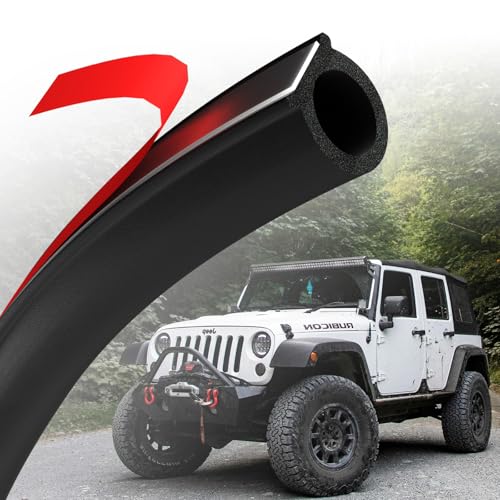 Junta de Goma Burlete Puerta Coche - Jobon 6.1M Impermeable Autoadhesiva Universal Tira de Sellado de Puerta de Coche, para Puertas Coches, Ventana, Maletero, Capó, 10x10mm