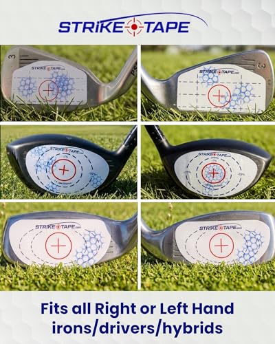 Image of STRIKEPRO Strike Tape Golf Impact Tape Right or Left Hand Club Face Stickers. No Residue Golf Impact Stickers for Instant Swing Analysis. Packs of Drivers or Drivers /Hybrid /Irons Club face Labels