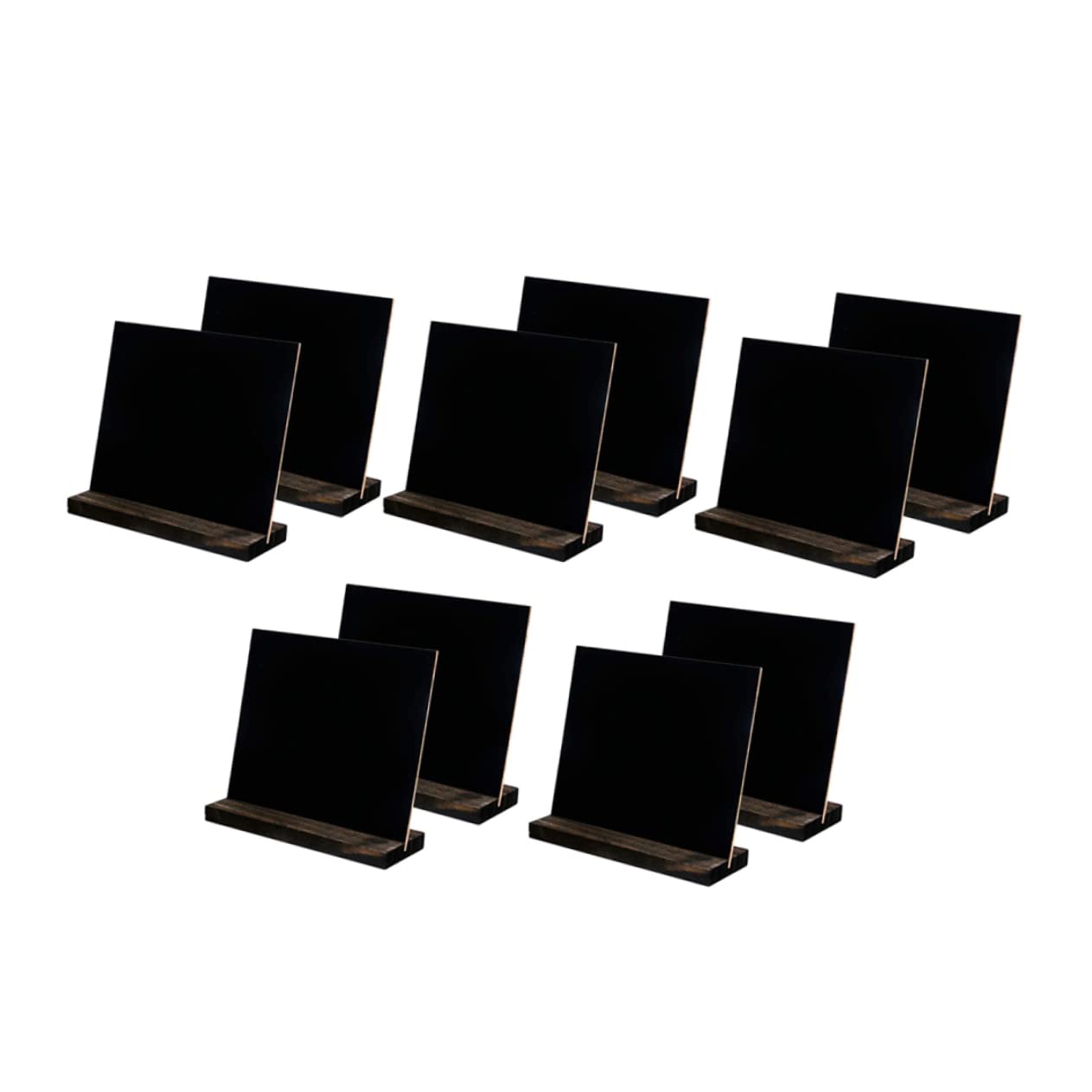 Mini Tableaux Noirs de Table Base Bois en Panneau Dense 10 Pièces