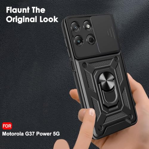Image of AIBEX Back Cover Compatible for Motorola G77 Power 5G / G37 5G / G37 Power 5G | D10 Tough Armor Case | Sliding Camera Shield | 360 Protection | Kickstand Ring Holder | Military-Grade Bumper Case