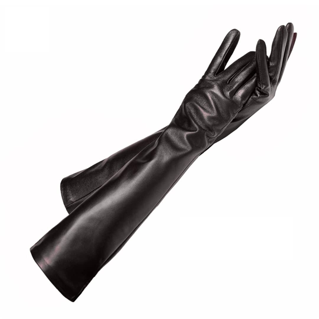 Guanti lunghi da donna moda pelle di pecora vera pelle nera guanti da donna veri guanti da donna sottili foderati stile braccio copre