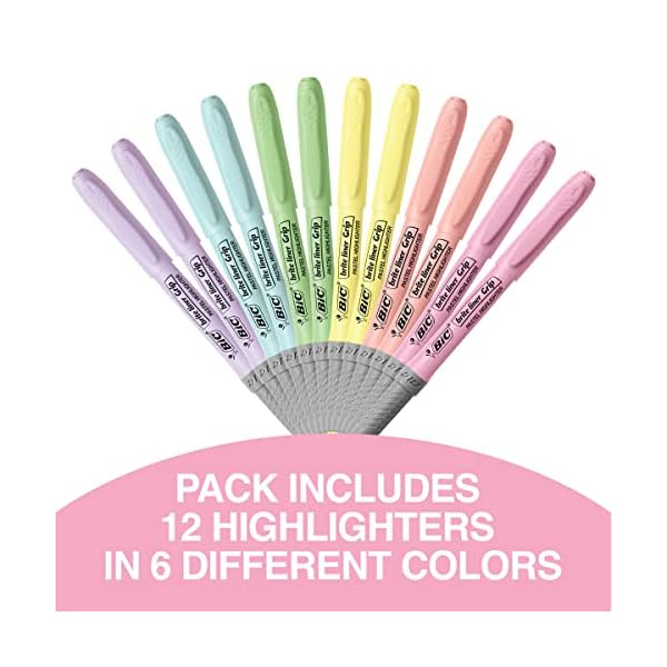 BIC-Brite-Liner-Grip-Pastel-Highlighter-Set-Chisel-Tip-12-Count-Pack-of-Pastel-Highlighters-in-Assorted-Colors-Cute-Highlighters-for-Bullet-Journaling-Note-Taking-and-More BIC-Brite-Liner-Grip-Pastel-Highlighter-Set-Chisel-Tip-12-Count-Pack-of-Pastel-Highlighters-in-Assorted-Colors-Cute-Highlighters-for-Bullet-Journaling-Note-Taking-and-More