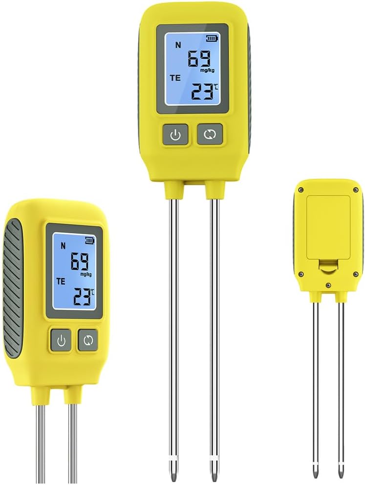 Digital Soil Tester for Nitrogen, Phosphorus, Potassium & Temperature Measurement - High Accuracy LCD Soil Analyzer