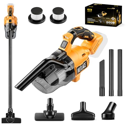 Eukod Cordless Vacuum Cleaner for Dewalt 20V Battery Portable 5 in 1 Hand Vacuum with 500W Powerful Motor 70DB Low Noise Vacuum with Filtration HEPA for Floor Carpet Car(No Battery)