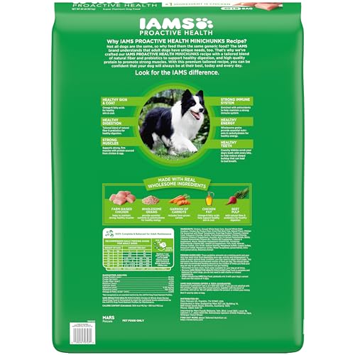 IAMS Adult Minichunks Small Kibble High Protein Dry Dog Food with Real Chicken, 40 lb. Bag - Image 3