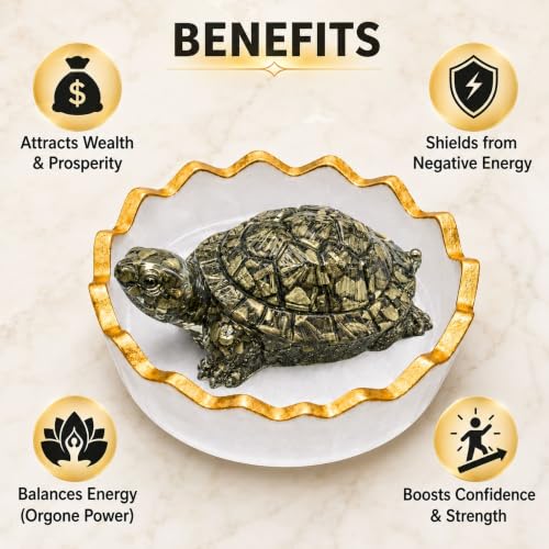 Image of Certified Pyrite Tortoise Kachhua with Selenite Charging Plate