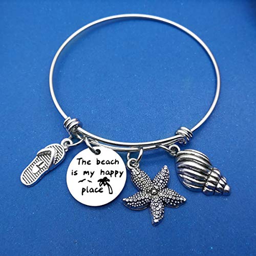 Vadaka Beach Lover Bracelet Gift Beach Jewelry Bracelet Stainless Steel Bangle Birthday Christmas Graduation Gift for Women Ocean Lover3
