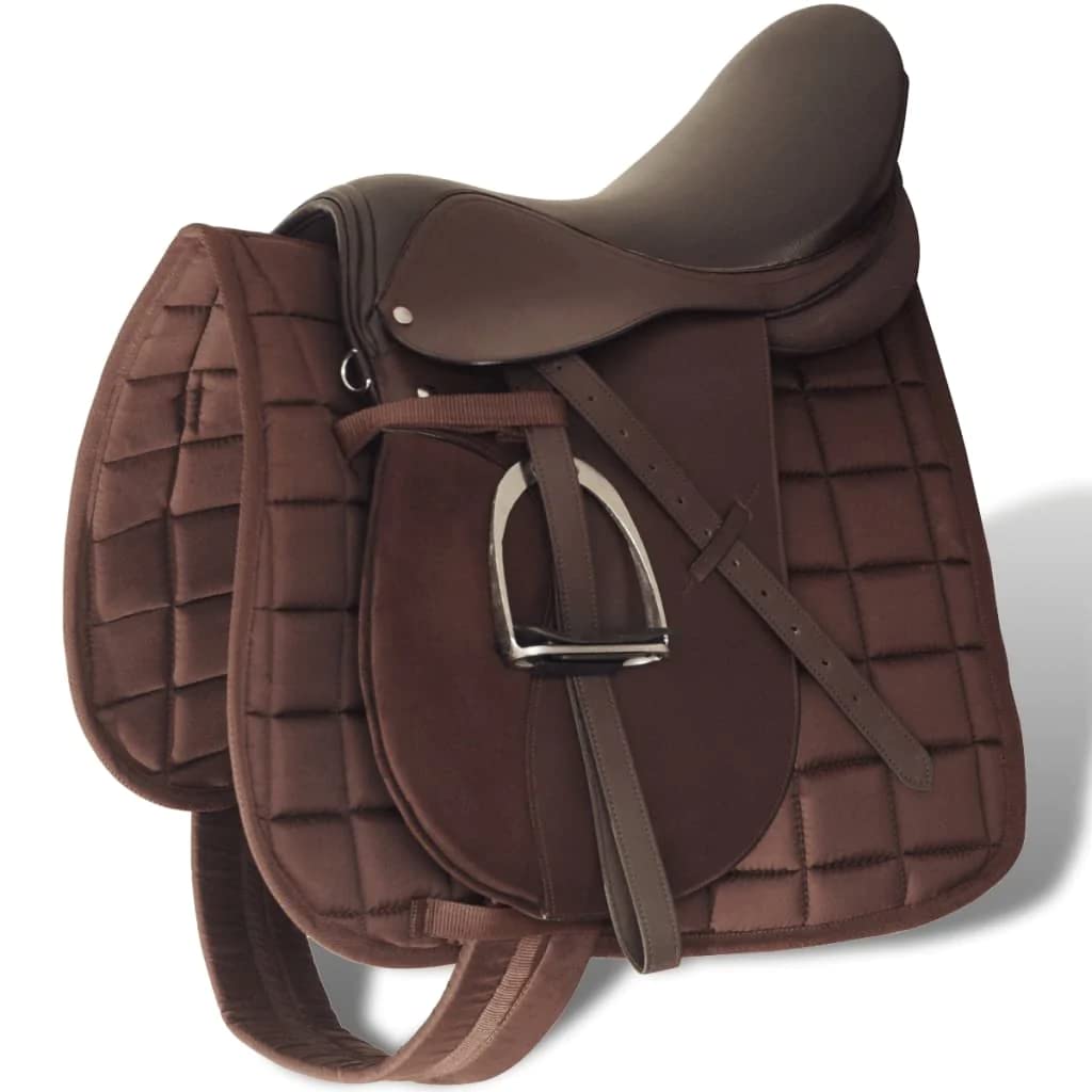 vidaXL Set Sella Equitazione in Vera Pelle Marrone 44,5 cm 18 cm Tack Sedile