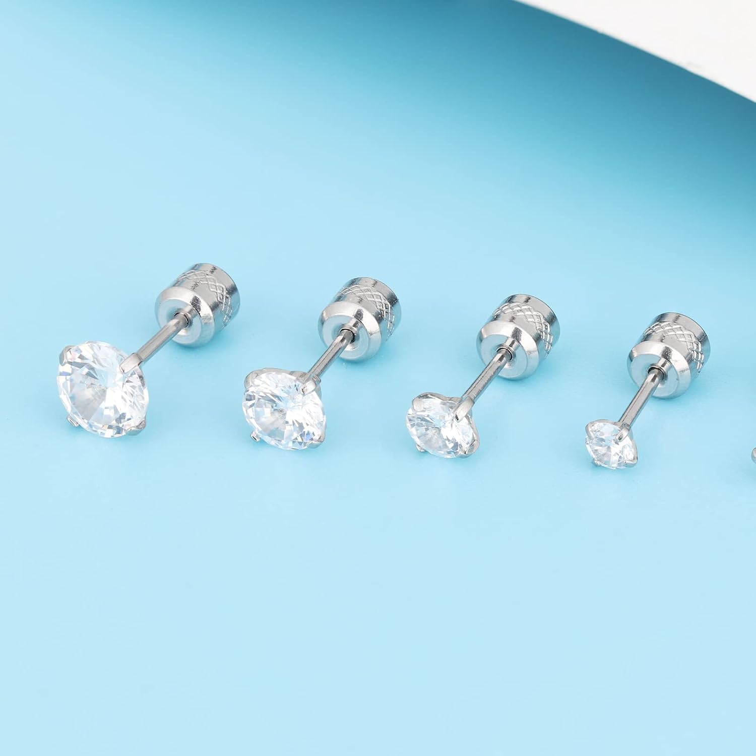 Stud Earrings Sets for Women Men Ball Cartilage Stud Earrings for Multiple Piercing Surgical Steel Cartilage Cubic Zircon Studs Hypoallergenic Lightweight Helix Flat Back Earrings Jewelry - Image 6