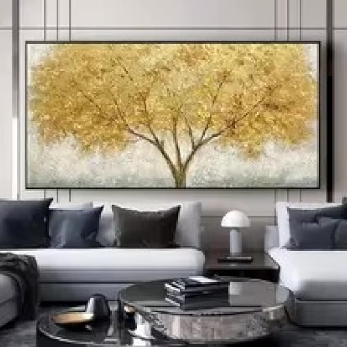 Toile murale arbre doré et fleur DHHXY - Cadre de décoration de salon en impression sur toile 30x60cm