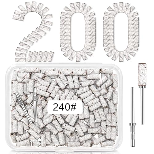 METEOROCK 240 Grit Small Sanding Bands Nail Drill Bit 200 Pcs 3.1 MM Mini Aluminum Oxide Sanding Bands for Nail Extra Fine Grit White Compatible with Nail Drill Machine