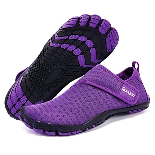 Racqua Womens Water Shoes Quick Dry Lightweight Barefoot Shoes Swim Pool Aqua Beach Shoes Surfing Diving Hiking Sport Shoes Purple 10
