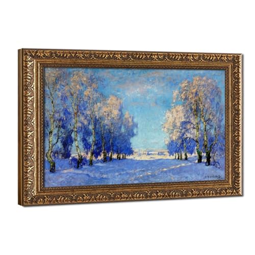 Impression sur toile A Winters Day par Konstantin Gorbatov décoration salon 61x91 cm