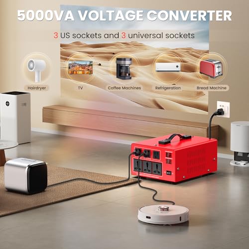 Image of 5000W Voltage Transformer Power Converter(110V to 220V, 220V to 110V) Step Up /Down Converter 110 /120 Volt - 220 /240 Volt w /US Power Cord, LCD Display, 3 US Outlets, 3 Universal Outlet
