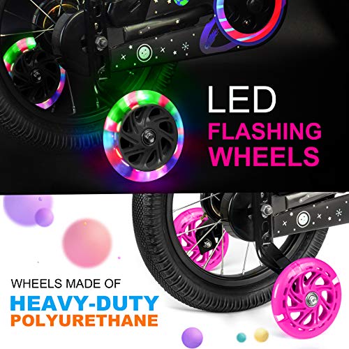image for LAVEVE Training Wheels for Kids Bike, Flash Mute Big Wheel Bicycle Sta