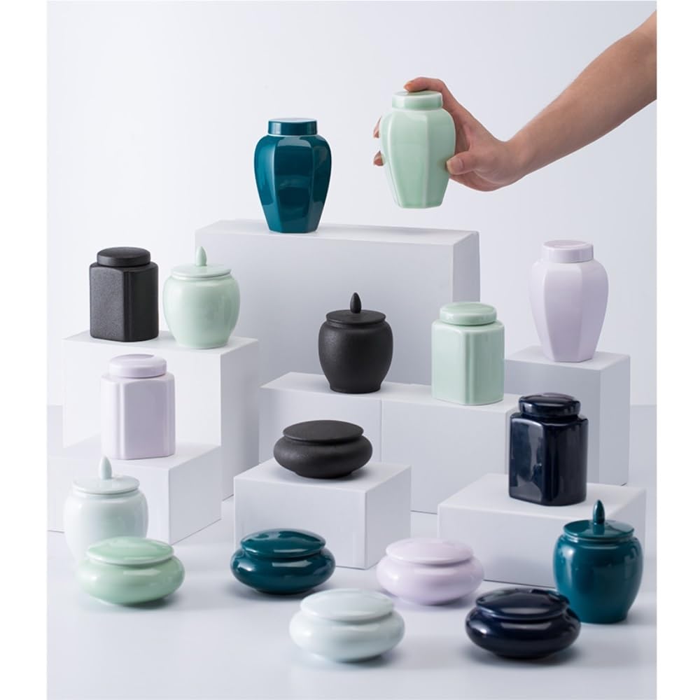 SDdPulse Serbatoio di stoccaggio del tè in ceramica piccolo barattolo sigillato contenitore per tè barattolo portatile da viaggio a casa barattolo di stoccaggio per tè Set da tè singolo barattolo