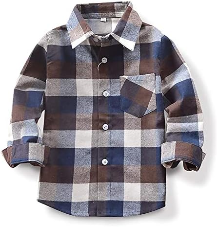 Toddler Baby Boy Girls Outfits Plaid Flannel Long Sleeve T-Shirt Tops Kid Clothes(4-5T)