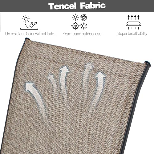 Image of Patio Chairs Set of 8, Stackable Outdoor Dining Chairs for All Weather Textilene Fabric & Metal Frame, Outdoor Chairs Set for Backyard Deck Garden (Brown, Set of 8)