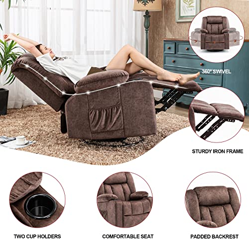 Comhoma Recliner Chair Massage Rocker With Heated 360 Degree Swivel Lazy Boy Recliner Single Sofa Seat With Cup Holders For Living Room (Brown) #TOP4