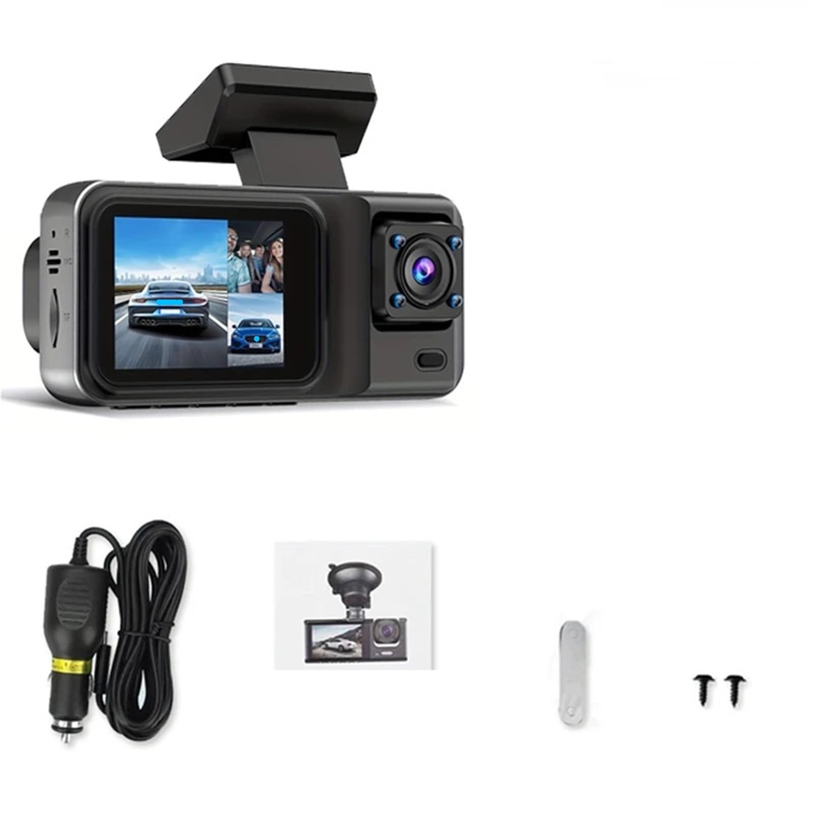 Cámara de Marcha atrás Cámara de Aparcamiento Cámara de salpicadero para Coche, Caja Negra, DVR para Coche, 1080P, cámara de visión Trasera(2 Lens Dash CAM,No TF Card)