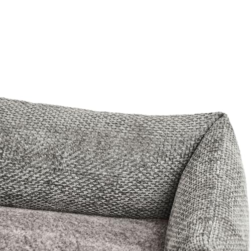 HUNTER Orthopädisches/Ergonomisches Hundesofa Bielefeld, Hundebett mit Memoryschaum, entlastet Gelenke & Rücken, waschbarer Bezug, rutschhemmend, kuscheliges Innenkissen, Farbe: grau, Größe: L