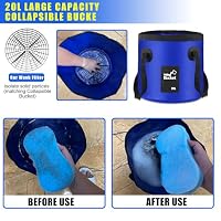 21Pcs Car Wash Kit,62" Car Wash Brush Mop with Long Handle,Car Cleaning Kit,Car Detailing Brush Set,Car Wash Bucket with Filter,Windshield Window Squeegee for Cars RV Truck Boat (Blue) — image 4