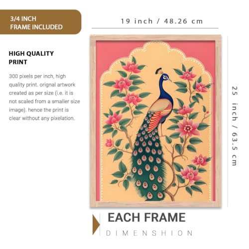 Image of kotart Traditional Indian Pichwai Wall Art Paintings with Frame for Home Decor - Framed Wall Painting for Living Room Bedroom Office Room Decor - Painting for Wall Decoration - (19X25 inch, F)