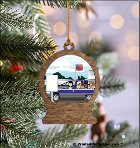 PrintedPerfection.com Personalized Mom's Taxi Female Wooden Snow Globe Shaped Christmas Ornament