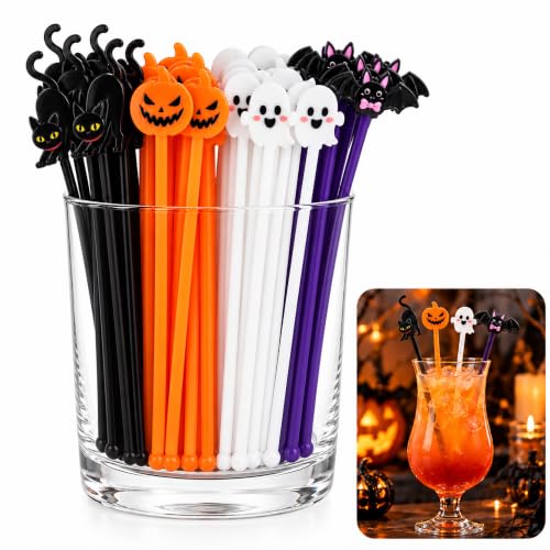 36 Pcs Halloween Cocktail Stirrers, 4 Designs, 7.1 Inch - image 1