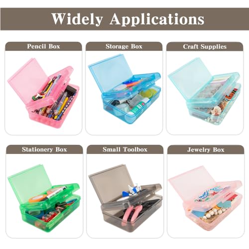 Image of Pencil Case Box, Black Double Layer Large Capacity Plastic Pencil Boxs, Clear Hard Pen Case with Snap-tight Lid,Storage Art Craft Box Marker Organizer for Kids Boys Girls Offices School Supplies