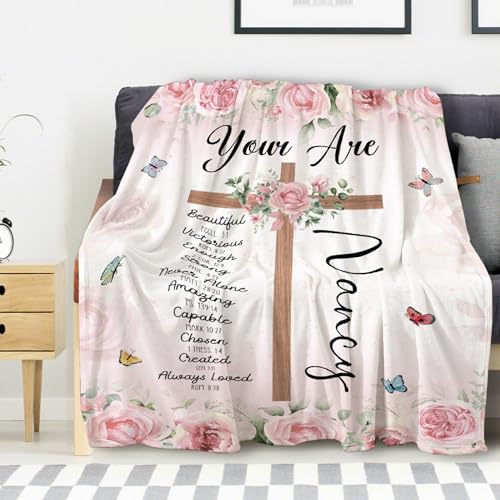 ARTBLANKET Personalized Bible Verse Blanket Gifts, Customersonalized Bible Verse Thow Blankets for Boys Girls Womens, Lightweight Fleece Blankets for Kids Couch Bed Sofa 60x50 Inch for Teen