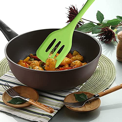 Image of Baskety Food Grade Silicone Rubber Spatula Set Non-Stick Kitchen Utensils for Baking, Cooking & Mixing (Green)
